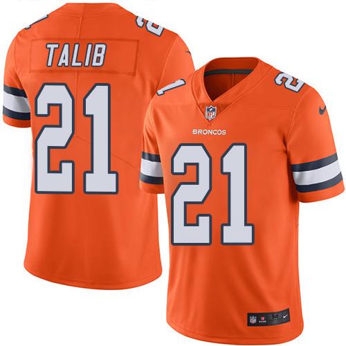 Nike Broncos #21 Aqib Talib Orange Men's Stitched NFL Limited Rush Jersey